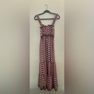 Max Studio Pink and Cream Striped Floral Top